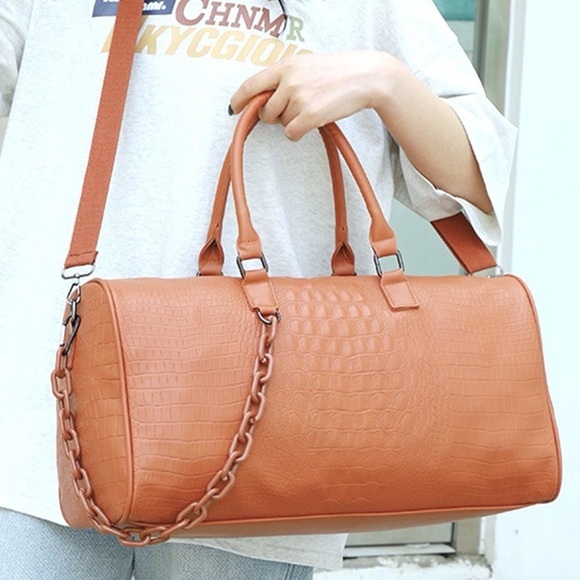 High end faux leather weekender travel bag